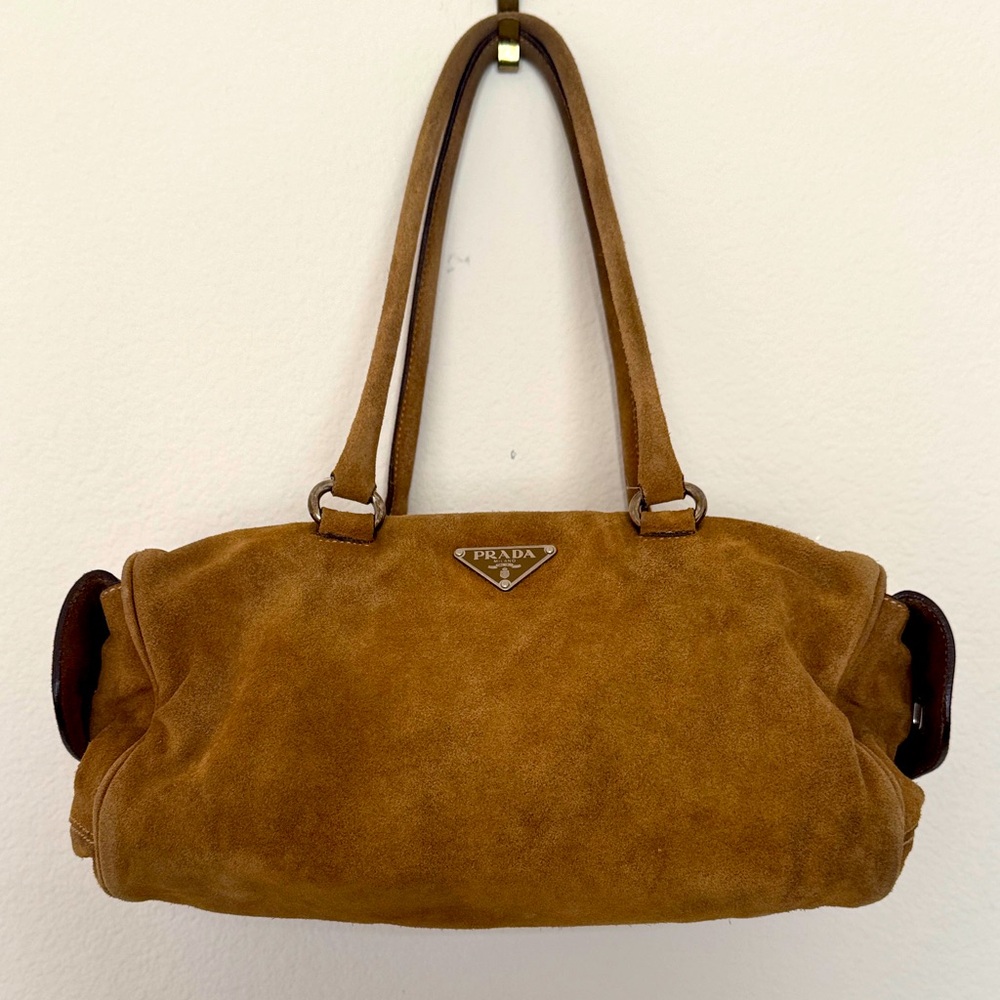 Prada Vintage Tan Suede Shoulder Bag
